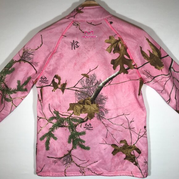 Realtree Women's Medium (8-10) Pink 1/4 Zip Pullover Ragland Long Sleeve Jacket - Picture 4 of 8
